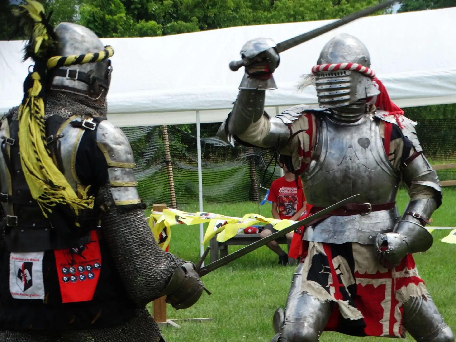 Two knights sword fighting
